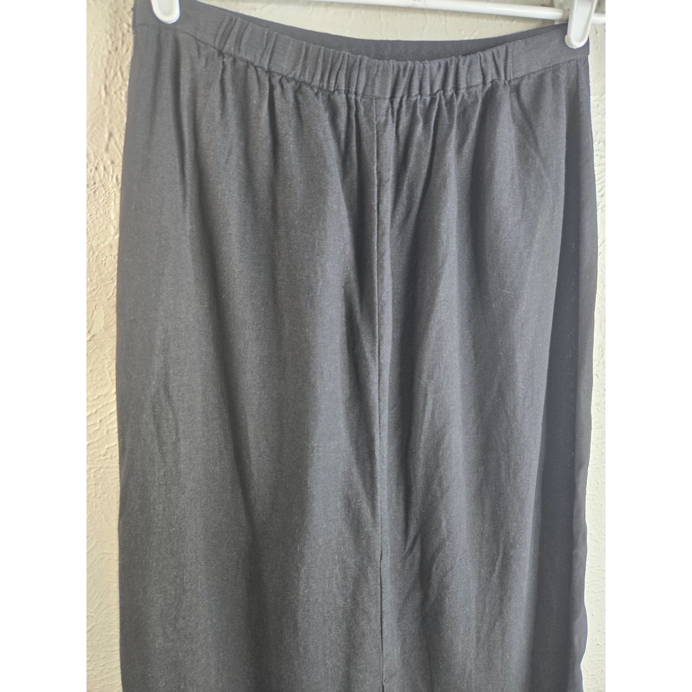 Old Navy Linen Blend Midi Skirt M Black Lightweight Straight Pencil Minimalist - Picture 5 of 8
